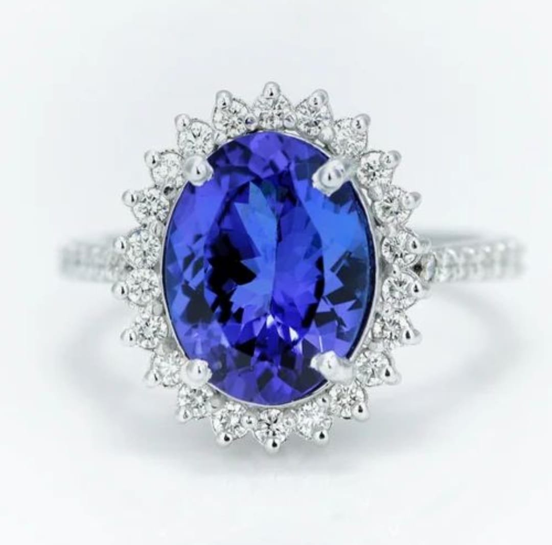 14k White Gold 3.70 Carat Tanzanite Ring