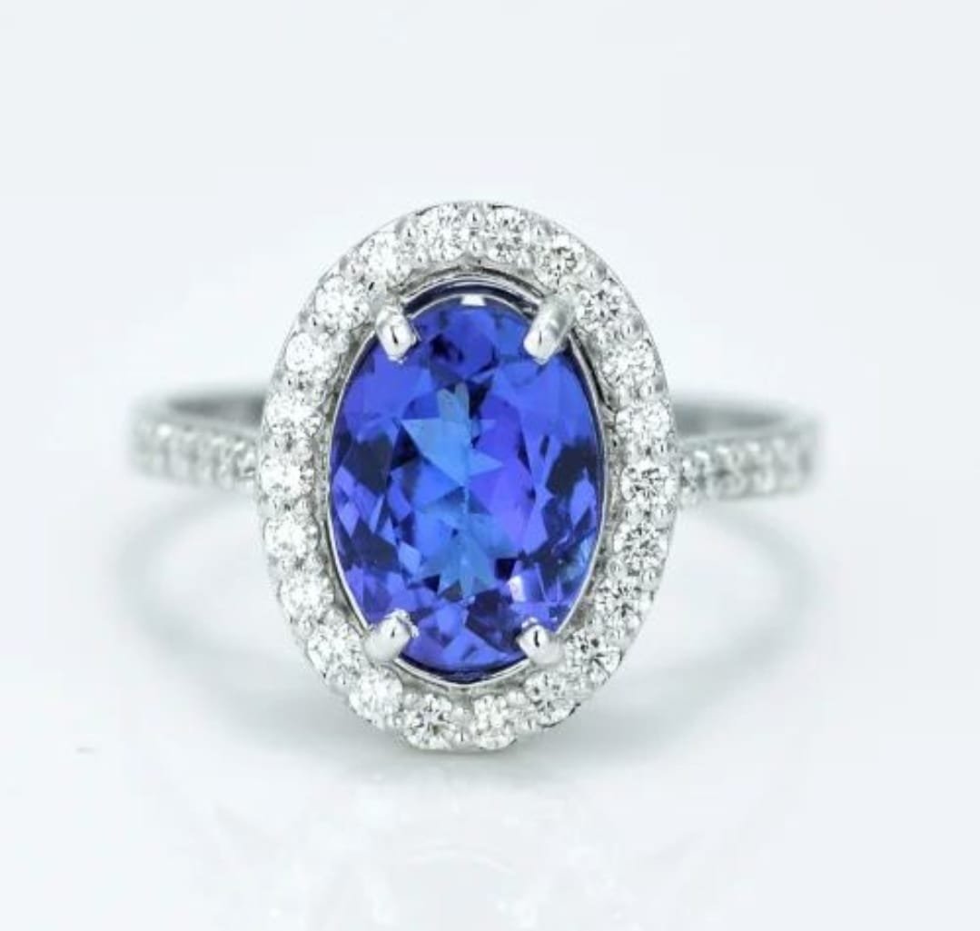 Stunning 14k White Gold 2.24 Carat Tanzanite Ring - Perfect for Engagements.