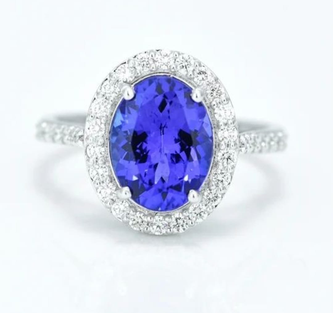 14k White Gold 3.15 Carat Tanzanite Ring