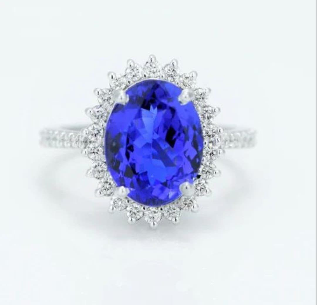 14k White Gold 4.12 Carat Tanzanite Ring