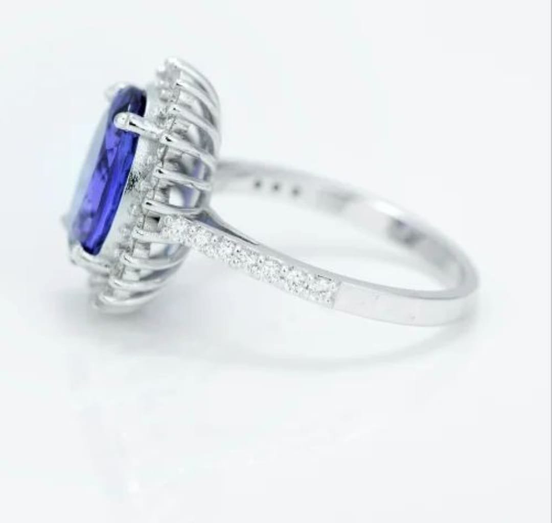14k White Gold 4.12 Carat Tanzanite Ring
