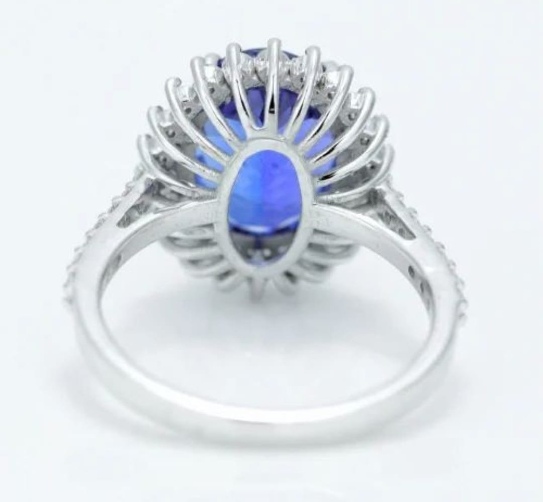 14k White Gold 4.12 Carat Tanzanite Ring