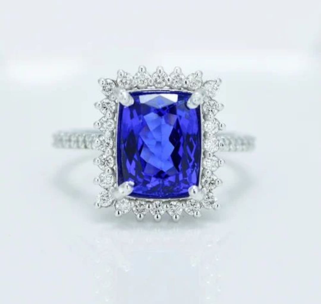 14k White Gold 3.63 Carat Tanzanite Ring
