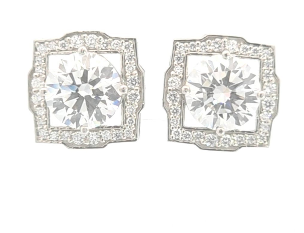 Earrings Platinum - 6.42ct. tw. Diamond (Lab-grown) - Diamond - Exact Matching Pair