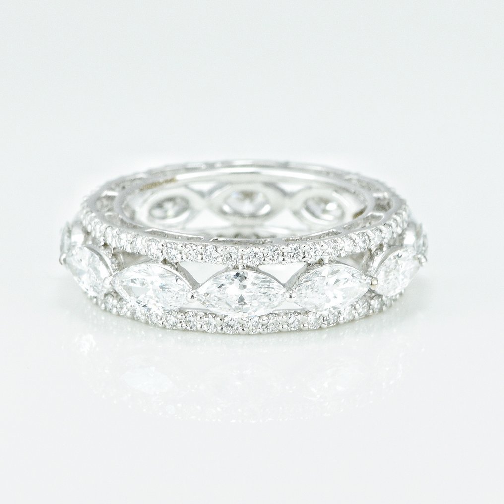 Ring - 14 kt. White gold - 3.98ct. tw. Diamond (Lab-grown) - Wedding Band