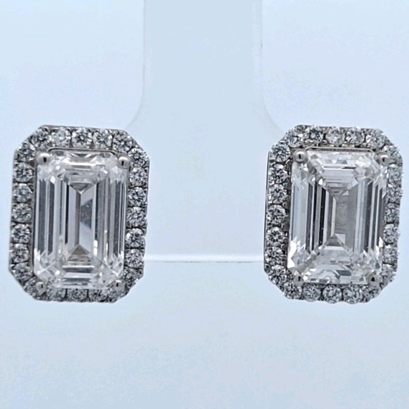 Earrings Platinum - 4.39ct. tw. Diamond (Lab-grown) - Diamond - Exact Matching Pair