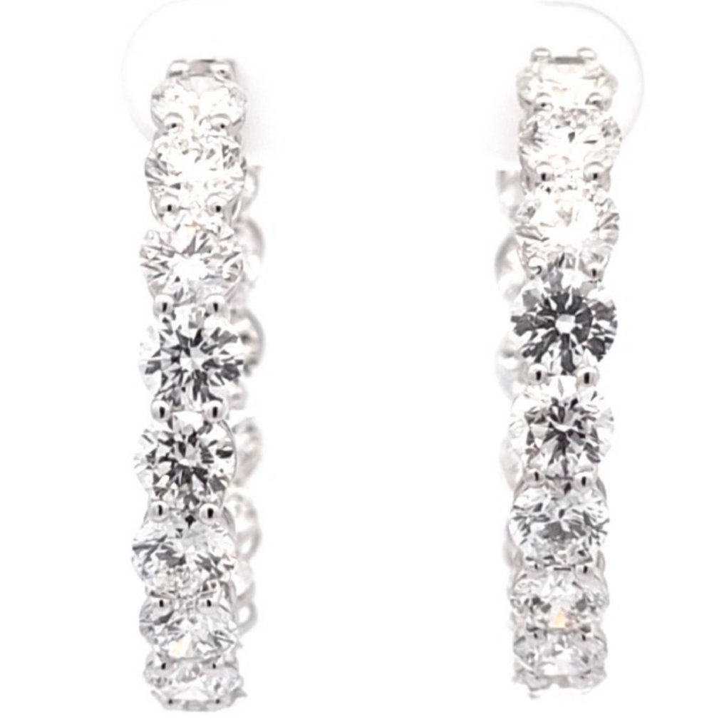 Hoop earrings - 14 kt. White gold - 11.29ct. tw. Diamond (Lab-grown) - Inside-out Hoops Earring