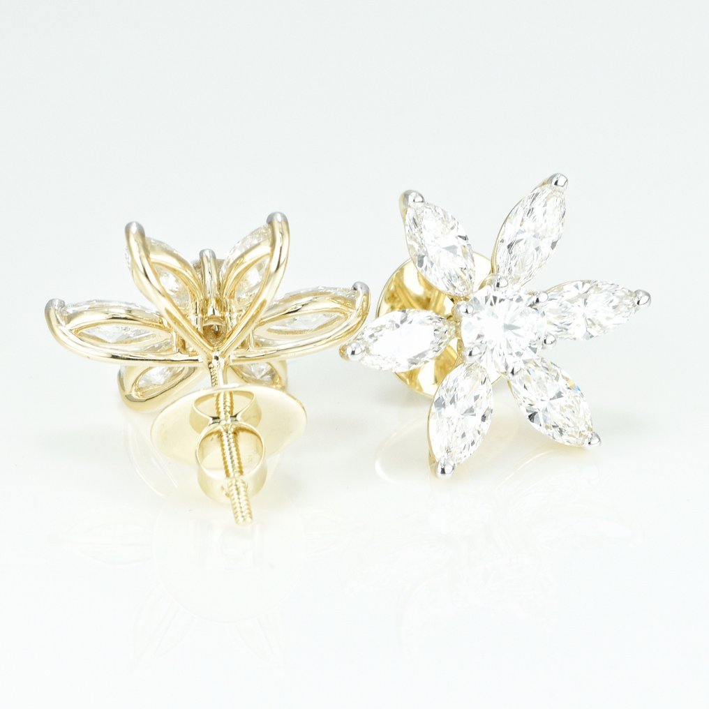 Earrings - 14 kt. Yellow gold - 4.76ct. tw. Diamond (Lab-grown)