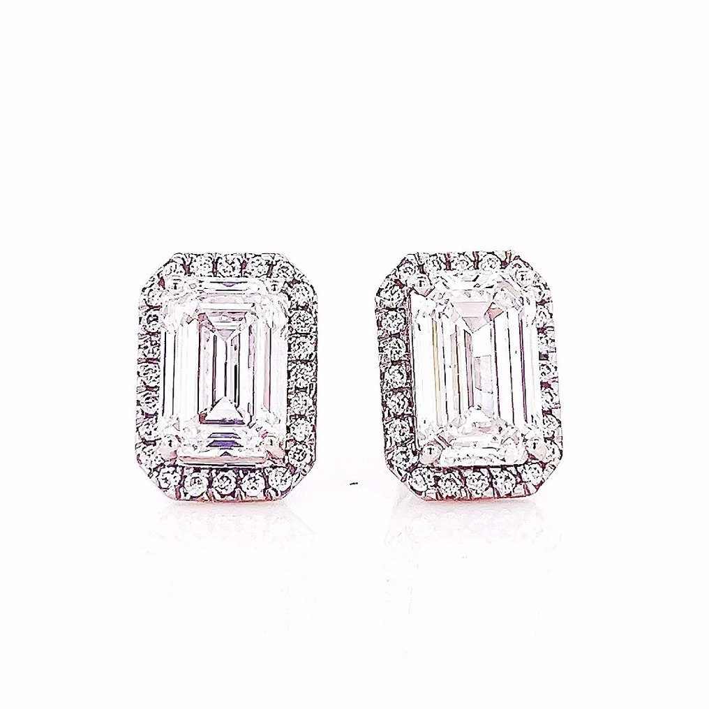 Earrings Platinum - 4.36ct. tw. Diamond (Lab-grown) - Diamond - Exact Matching Pair
