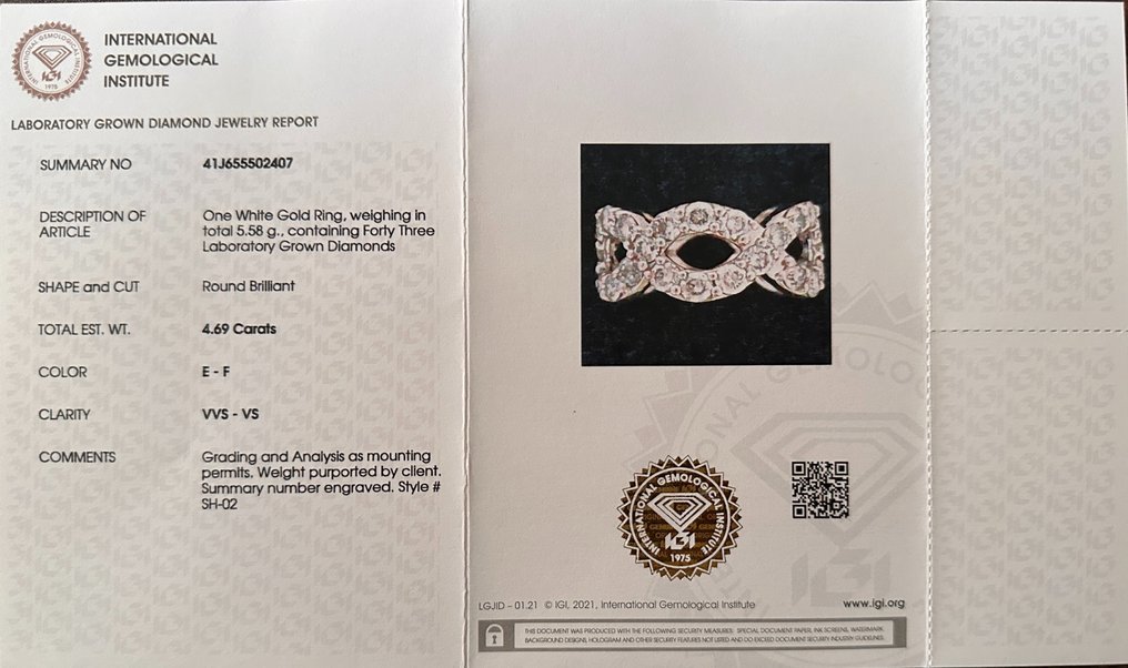 Ring - 14 kt. White gold - 4.69ct. tw. Diamond (Lab-grown) - Wedding Band