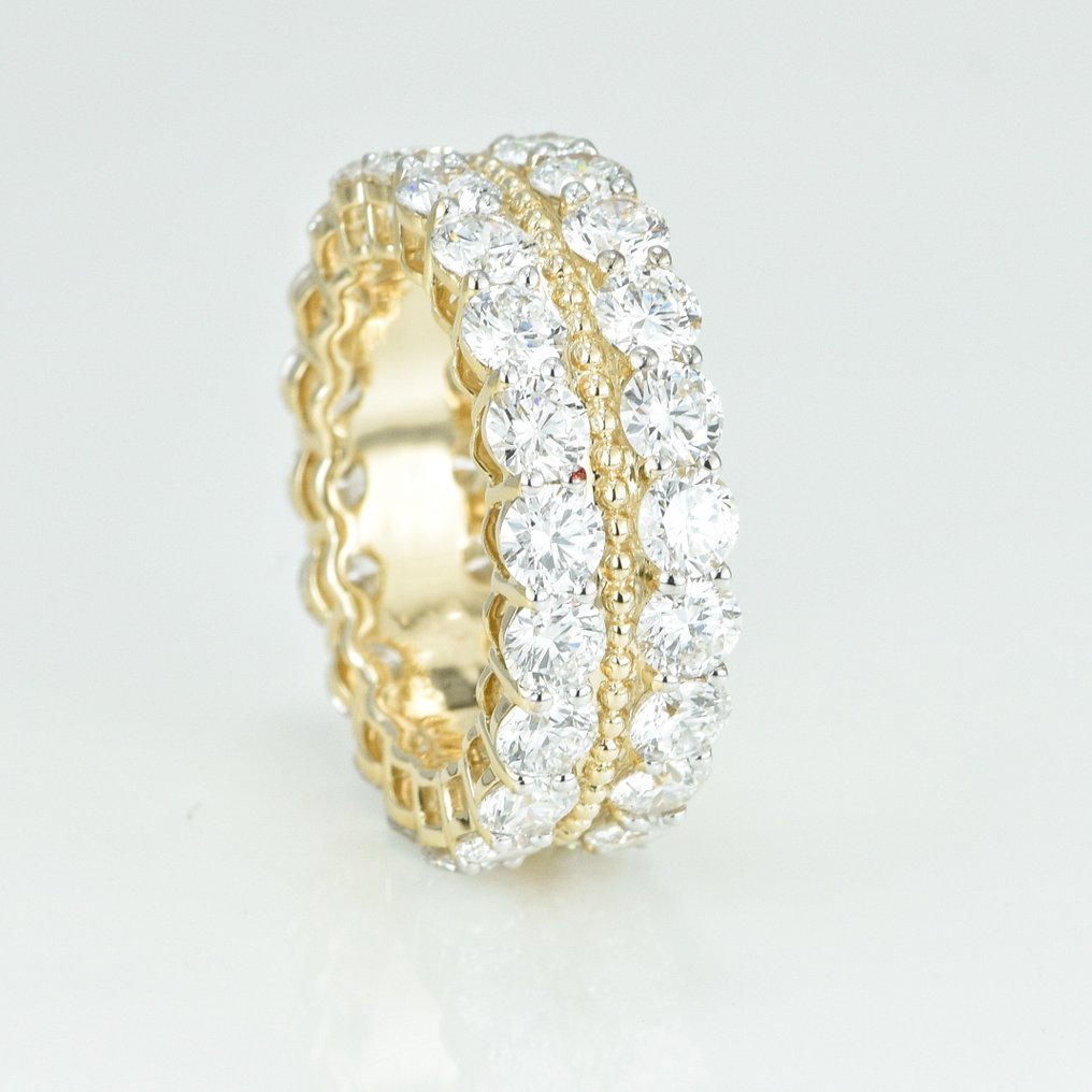Ring - 14 kt. Yellow gold - 6.97ct. tw. Diamond (Lab-grown) - Wedding Band