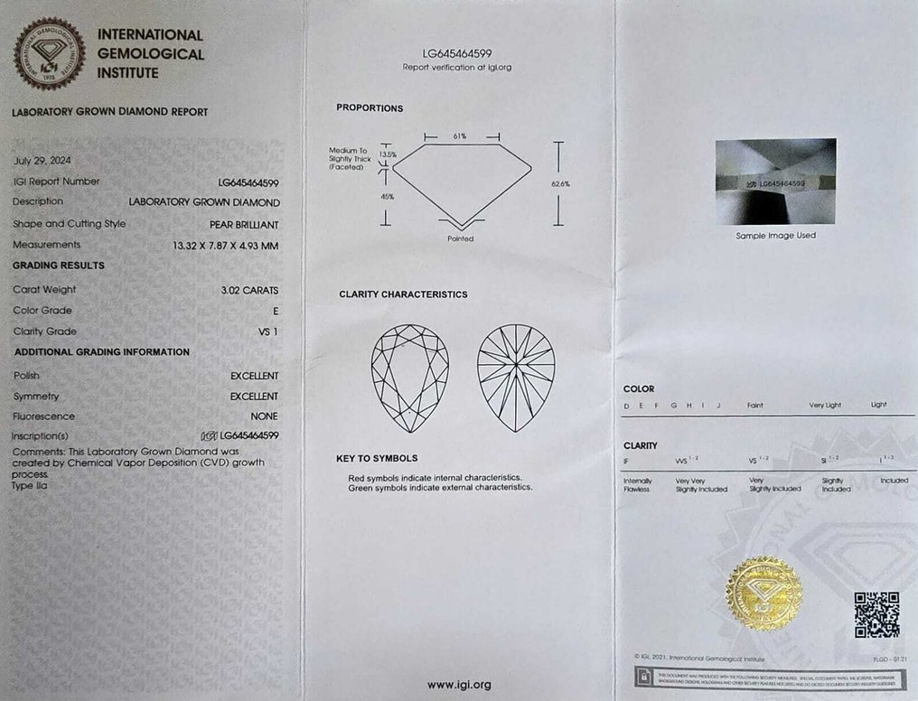 Ring Platinum - 3.02ct. tw. Diamond (Lab-grown) - E, VS1