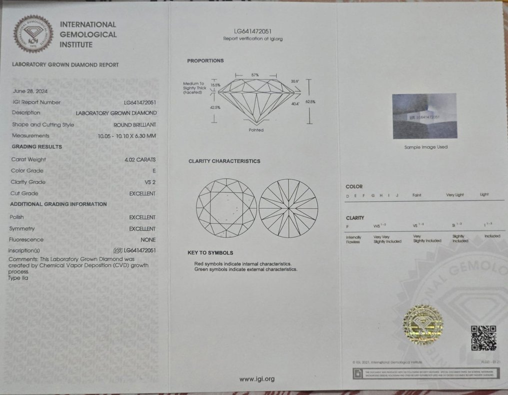 Ring Platinum - 4.02ct. tw. Diamond (Lab-grown) - E , VS2