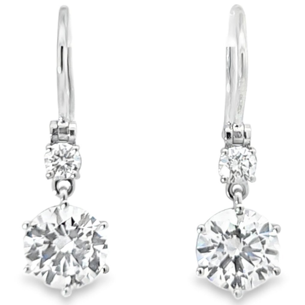 Earrings Platinum - 4.44ct. tw. Diamond (Lab-grown) - Diamond - D ,VS1