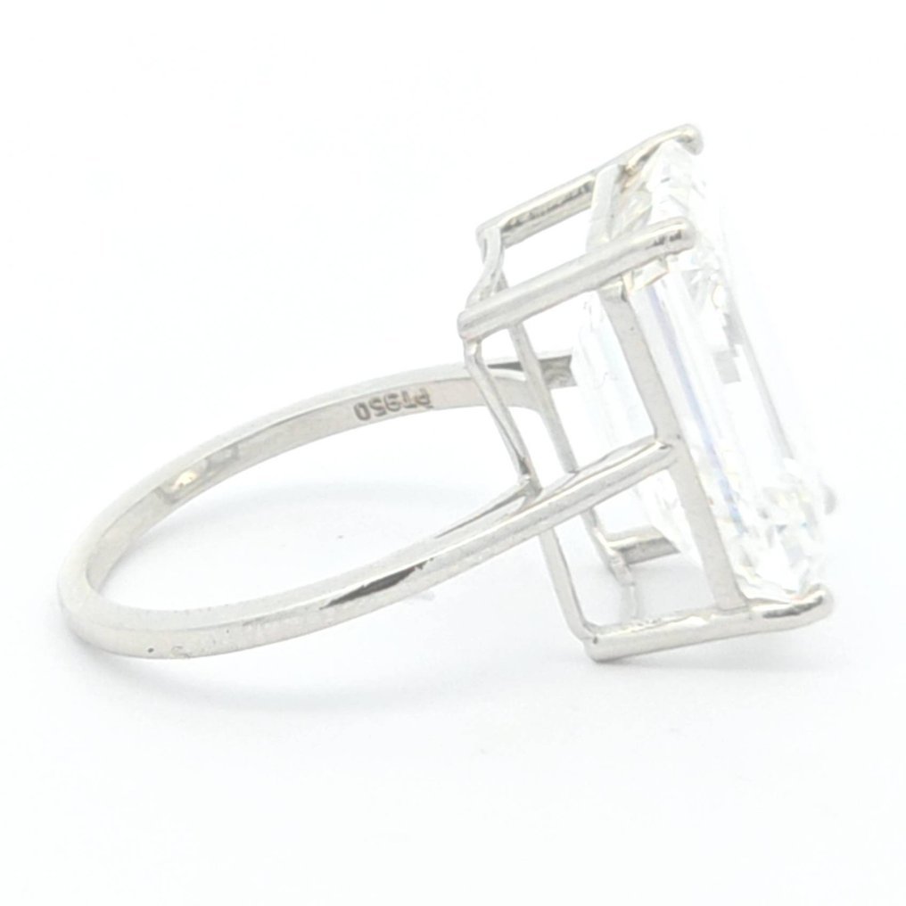 Ring Platinum - 11.19ct. tw. Diamond (Lab-grown) - Rare Size Emerald Cut