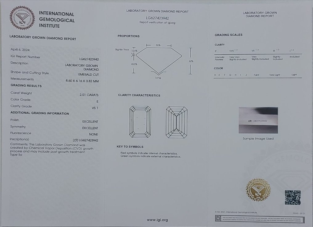 Earrings Platinum - 4.39ct. tw. Diamond (Lab-grown) - Diamond - Exact Matching Pair