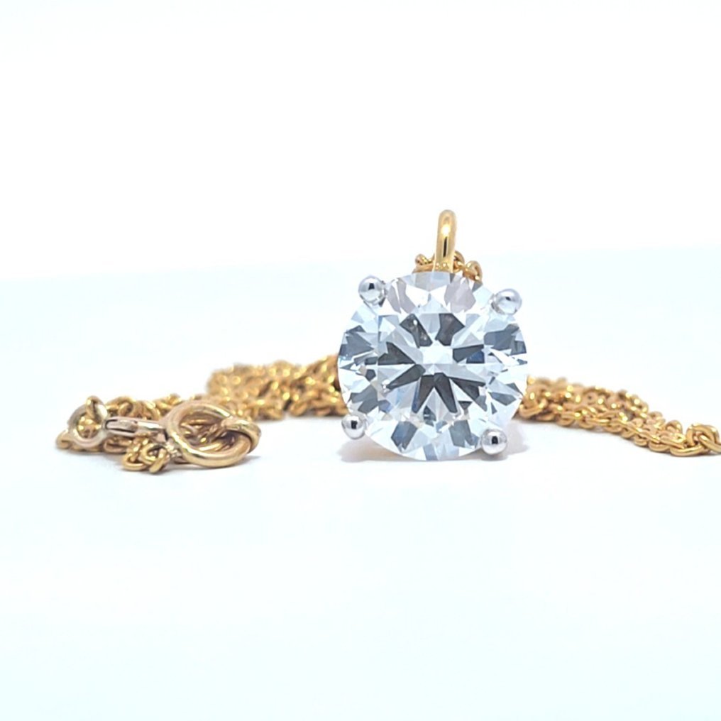 Necklace - 14 kt. Yellow gold - 3.01ct. tw. Diamond (Lab-grown) - F,VVS2