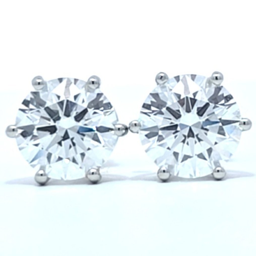 Earrings Platinum - 3.00ct. tw. Diamond (Lab-grown) - D,VS1,ExactMatching Pair