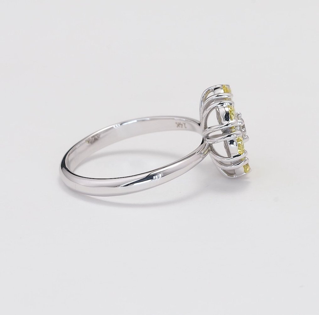 Ring - 14 kt. White gold - 1.27ct. tw. Diamond (Lab-grown) - Diamond - Flower ring,499 Only