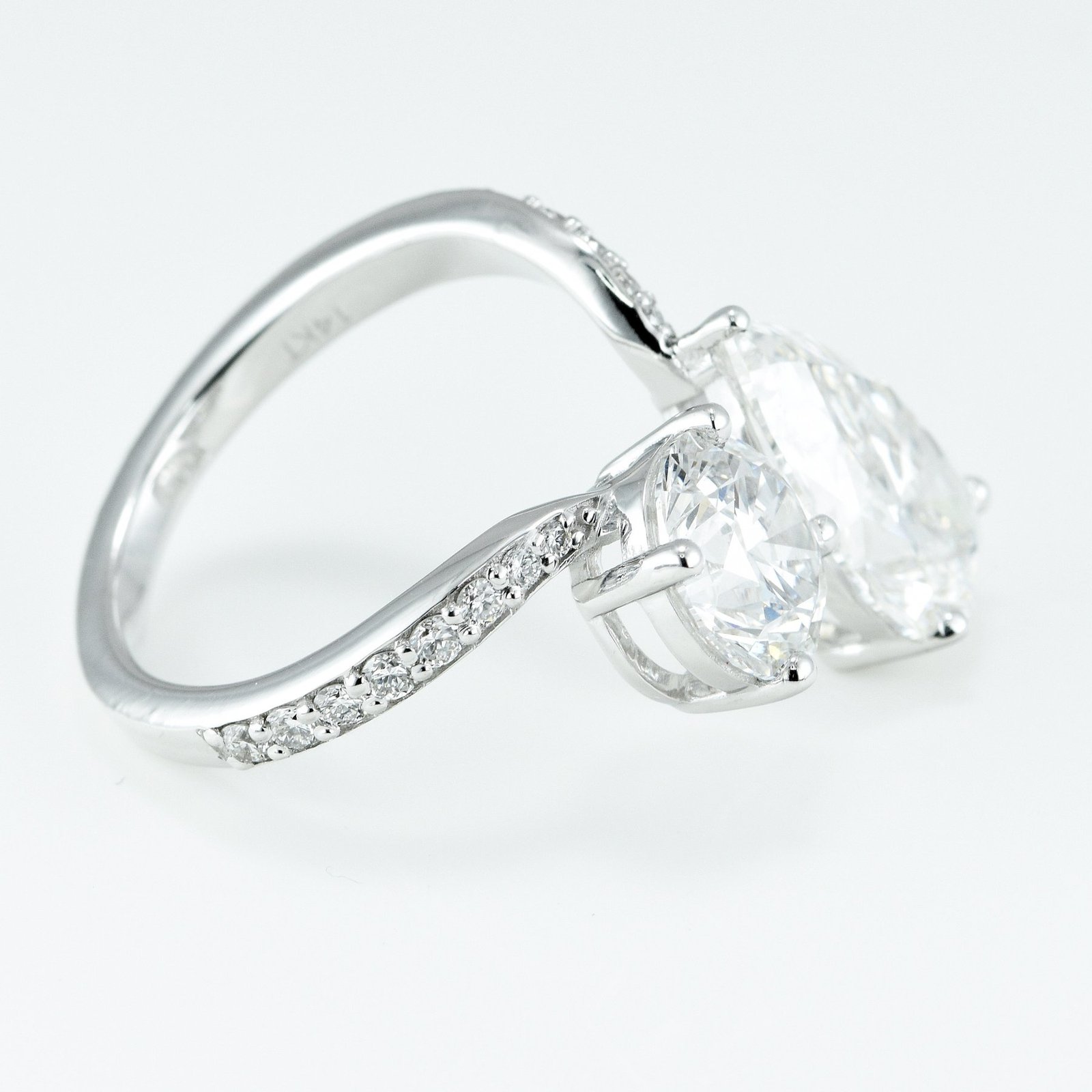 Ring - 14 kt. White gold - 6.13ct. tw. Diamond (Lab-grown) - Diamond - Toe et moi ring