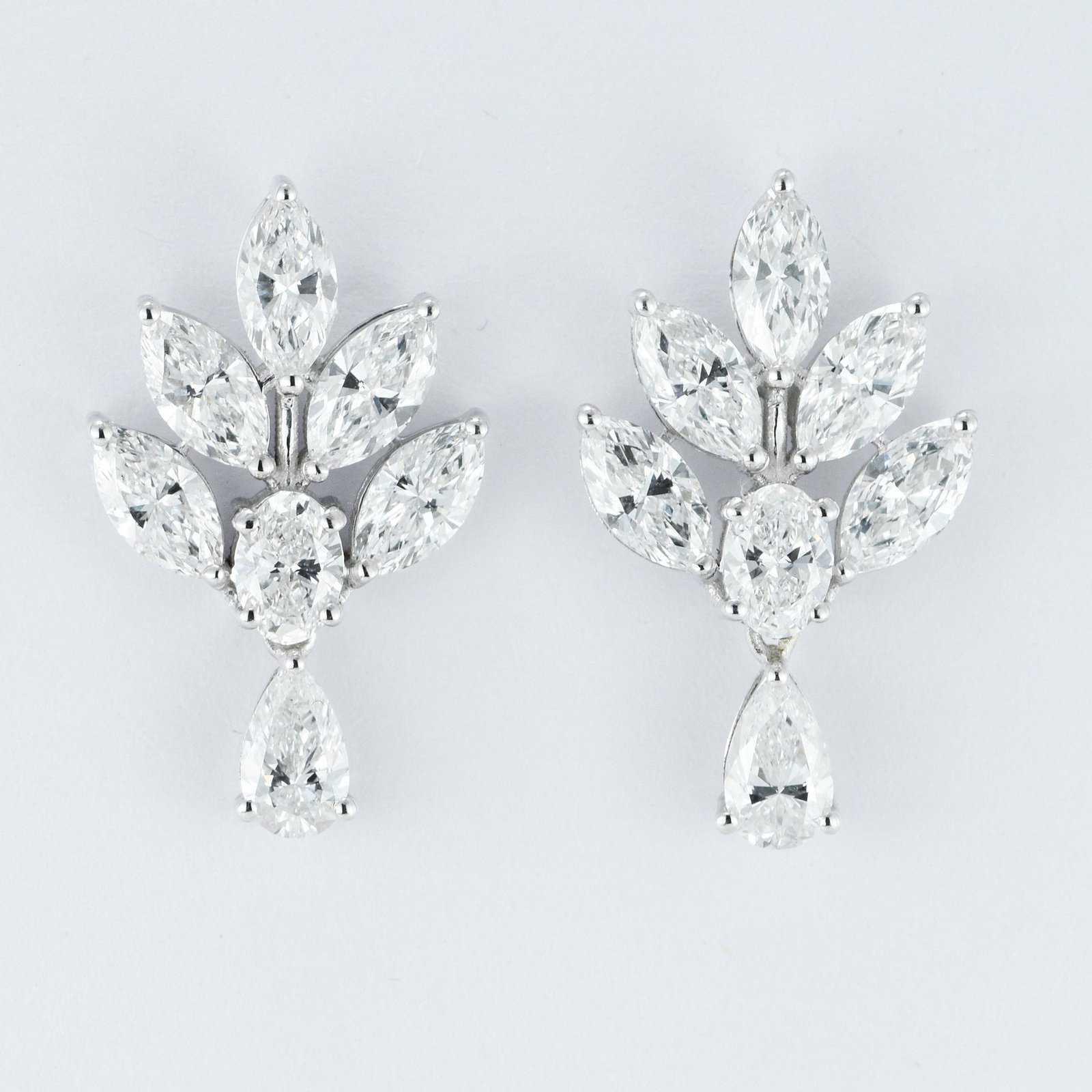 14K White Gold Bridal Earrings - 3.53ct Total Weight Lab-Grown Diamonds