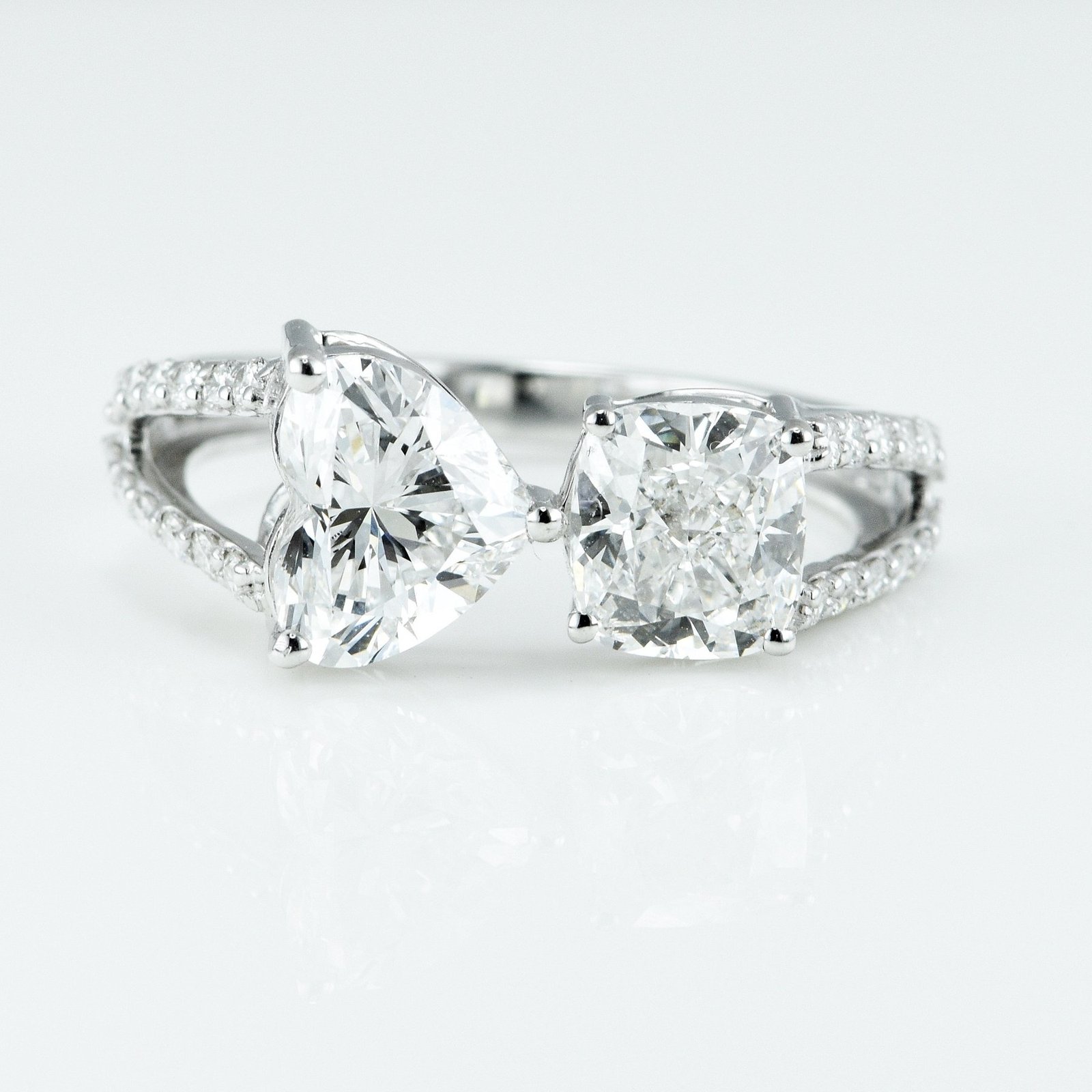 Ring - 14 kt. White gold - 2.86ct. tw. Diamond (Lab-grown) - Diamond - toi et moi ring