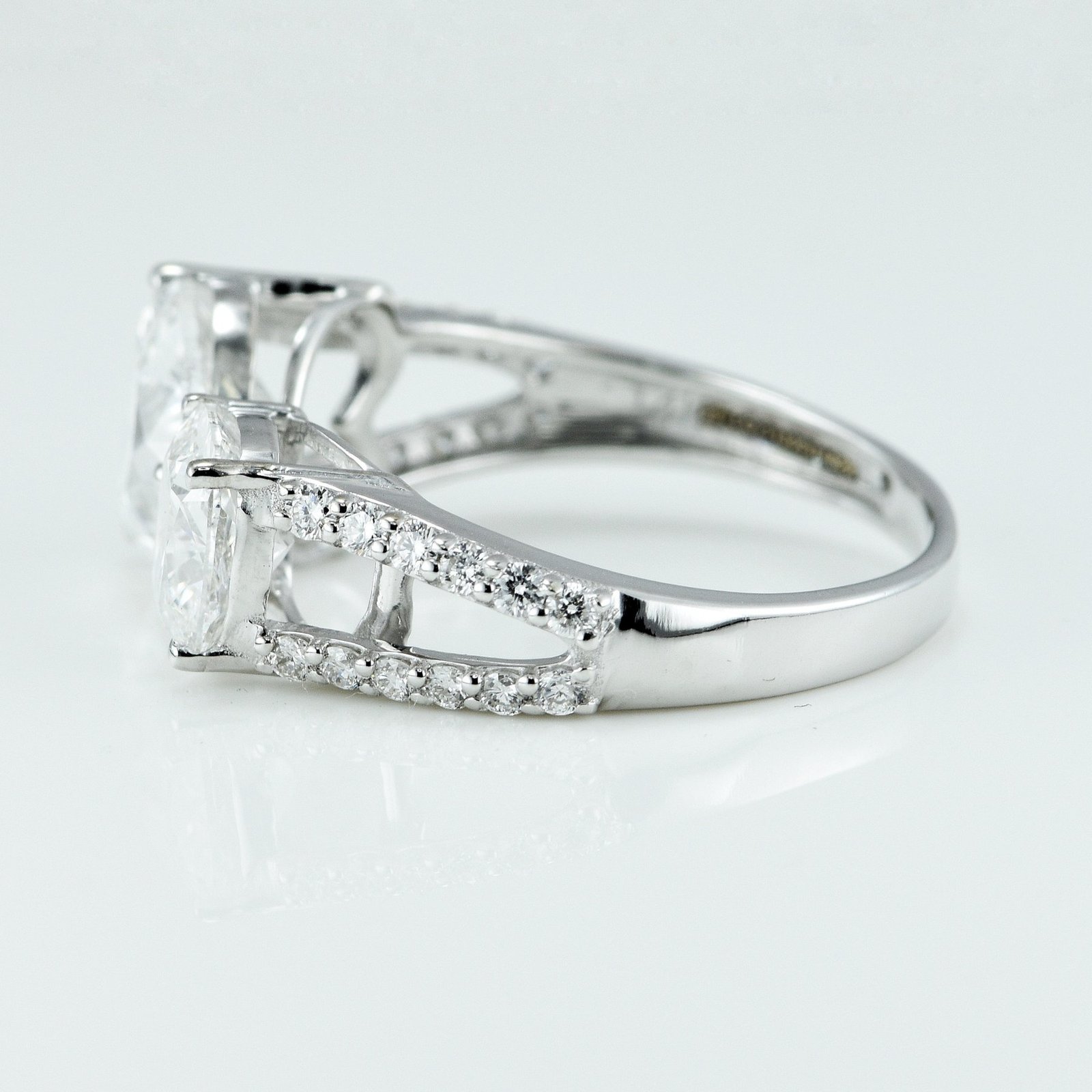 Ring - 14 kt. White gold - 2.86ct. tw. Diamond (Lab-grown) - Diamond - toi et moi ring