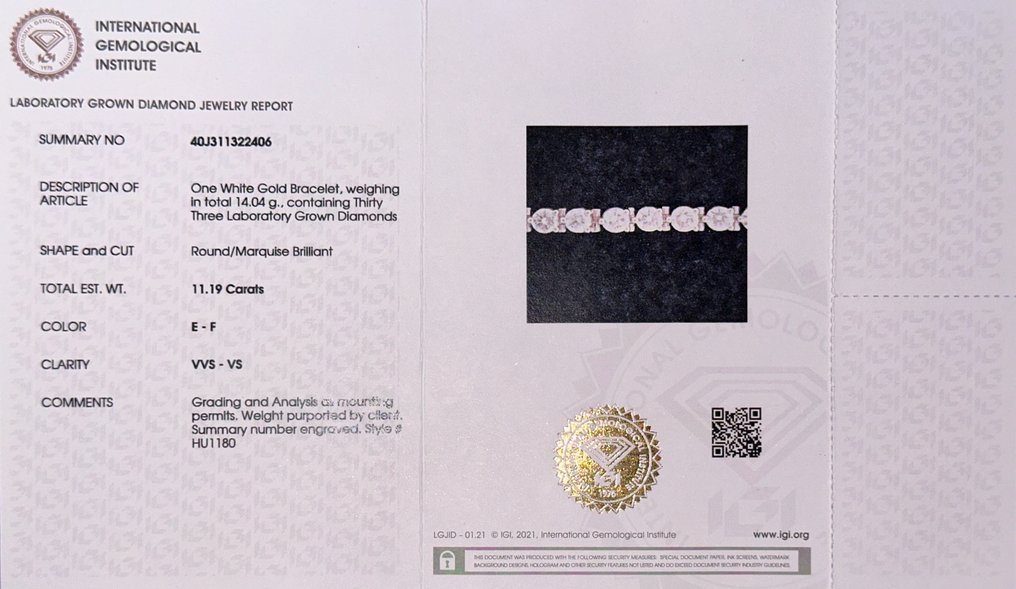 Exclusive Victorian Bracelet in 14 kt White Gold with 11.19 ct. tw. Lab-Grown Diamonds"