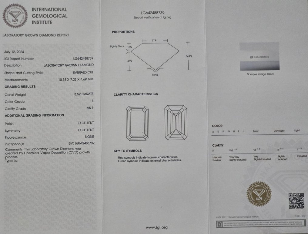 Ring Platinum - 3.78ct. tw. Diamond (Lab-grown) - Diamond - E,VS1