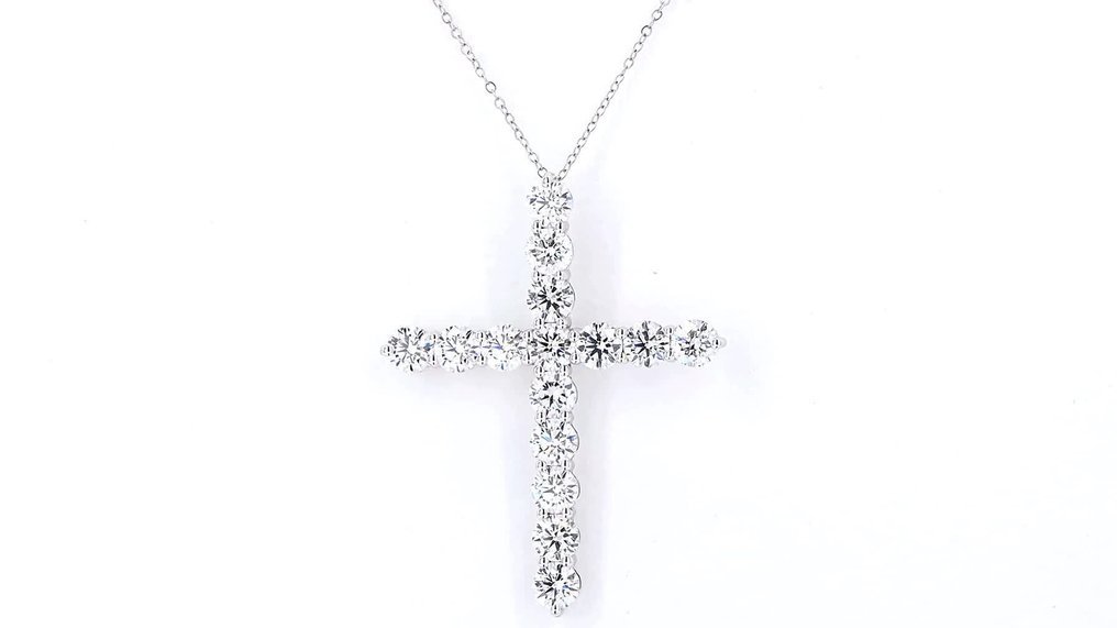 Necklace with pendant - 14 kt. Yellow gold - 5.01ct. tw. Diamond (Lab-grown)