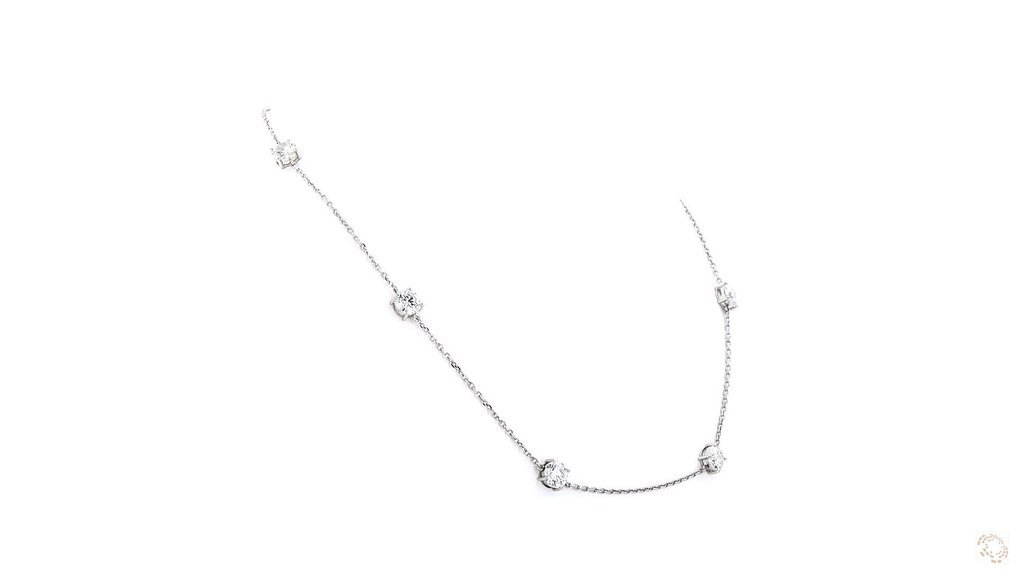 Necklace with pendant Platinum - 6.50ct. tw. Diamond (Lab-grown) - Station Necklace