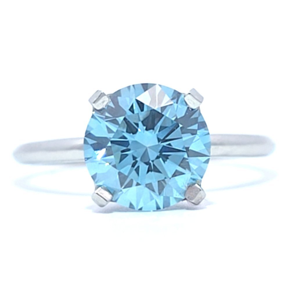 Ring Platinum - 2.21ct. tw. Blue Diamond (Fancy coloured lab-grown diamond)