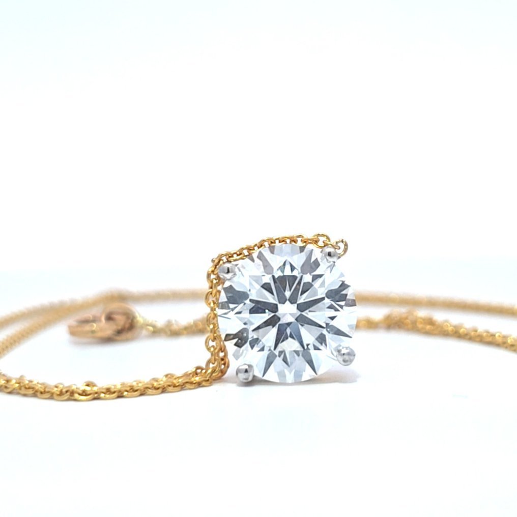 Necklace - 14 kt. Yellow gold - 3.00ct. tw. Diamond (Lab-grown) - E,VS1