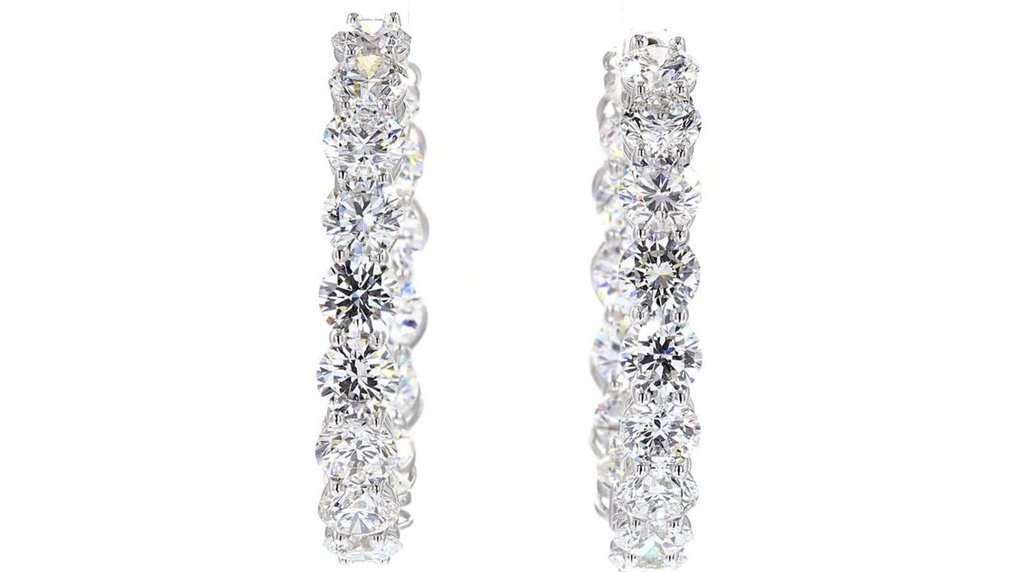 Hoop earrings Platinum - 10.05ct. tw. Diamond (Lab-grown) - Inside-out Hoops Earring