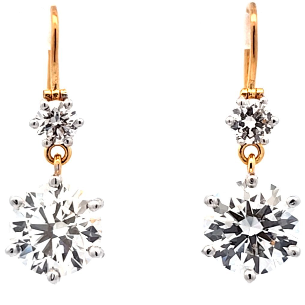 Earrings - 18 kt. Yellow gold - 4.46ct. tw. Diamond (Lab-grown) - Diamond - E,VS1
