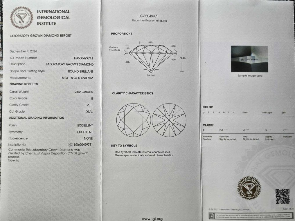 Earrings - 18 kt. Yellow gold - 4.46ct. tw. Diamond (Lab-grown) - Diamond - E,VS1