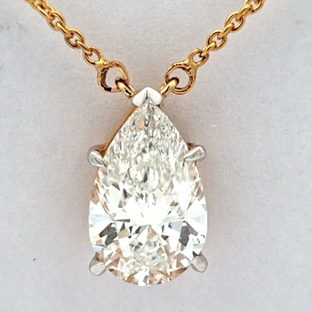 Necklace - 14 kt. Yellow gold - 4.05ct. tw. Diamond (Lab-grown) - E,VS1