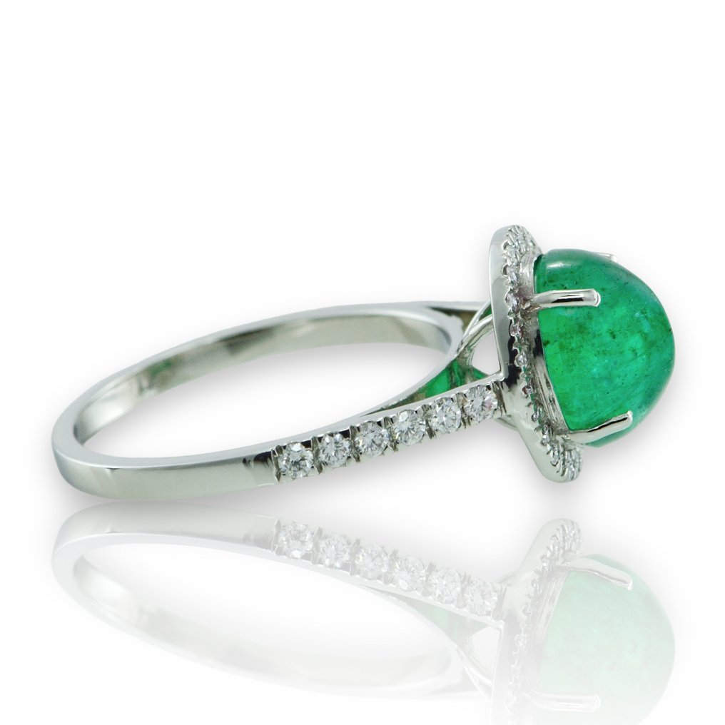Ring Platinum - 2.83ct. tw. Emerald - Diamond - Wedding Ring