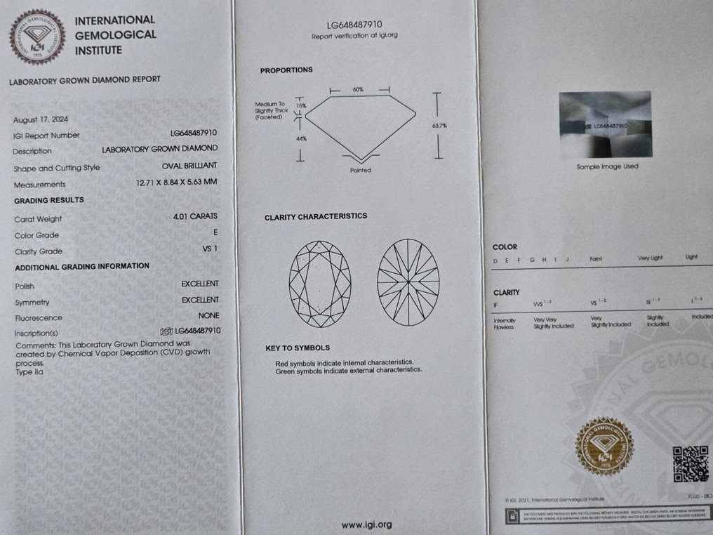 Ring Platinum - 4.36ct. tw. Diamond (Lab-grown) - Diamond - E,VS1