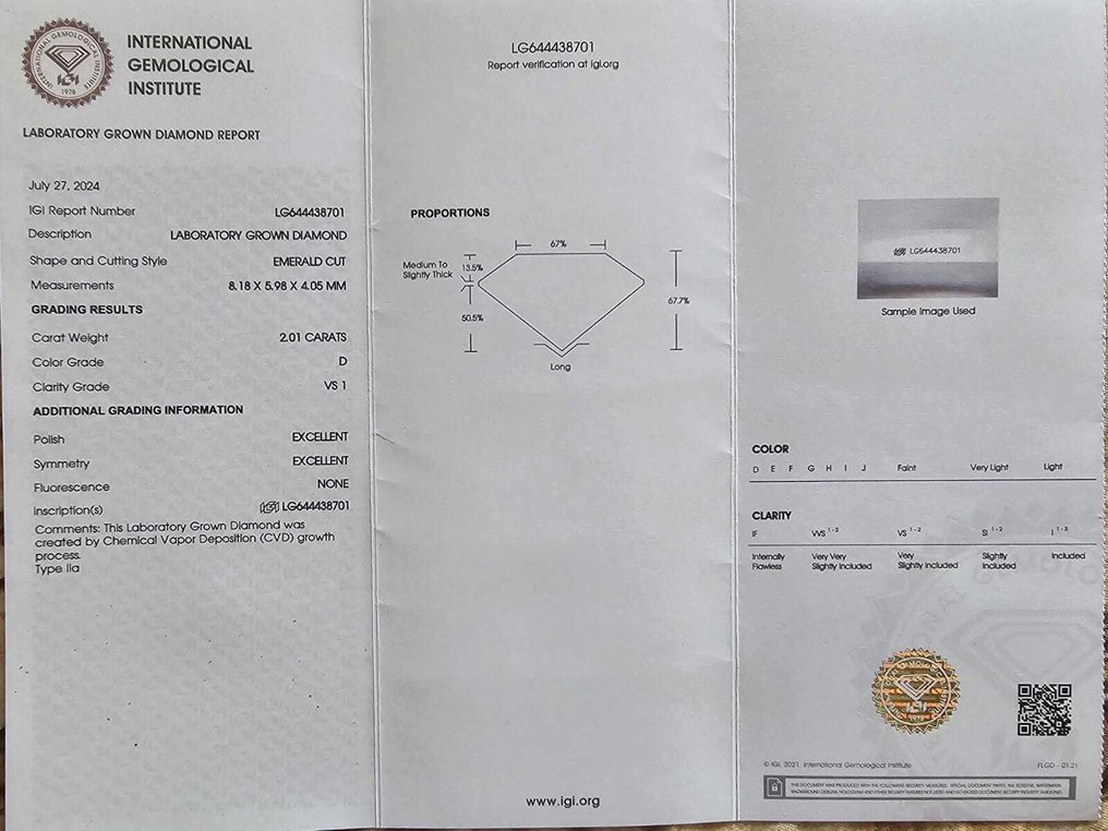 Earrings Platinum - 4.02ct. tw. Diamond (Lab-grown) - D ,VS1
