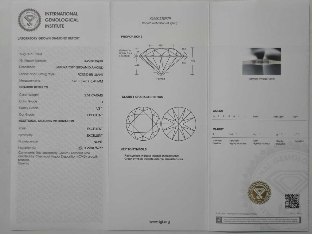 Earrings Platinum - 5.40ct. tw. Diamond (Lab-grown) - Diamond - D ,VS1