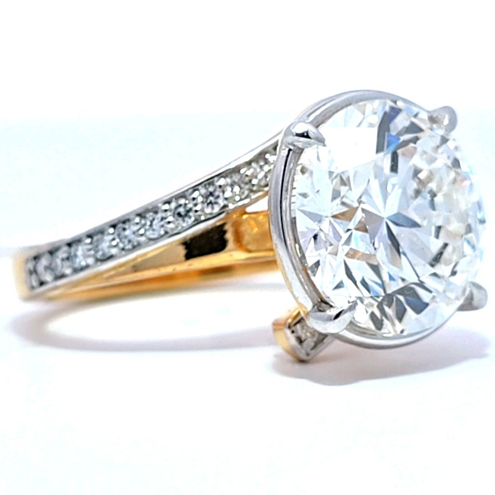 Ring - 14 kt. Yellow gold - 5.28ct. tw. Diamond (Lab-grown) - Diamond - EVS1,Engagement Ring