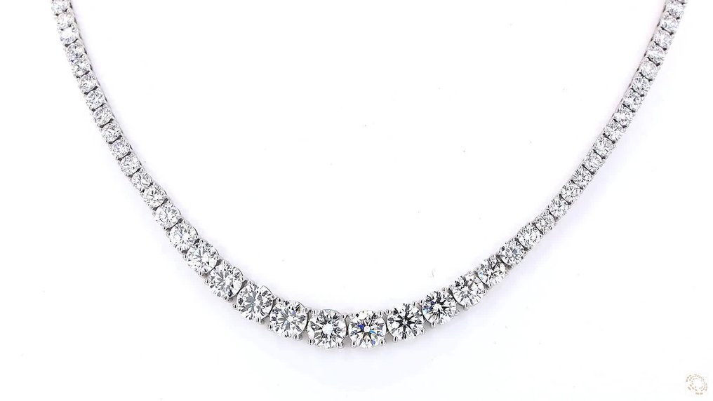 Necklace - 14 kt. White gold - 23.88ct. tw. Diamond (Lab-grown) - Diamond - Graduated Necklace
