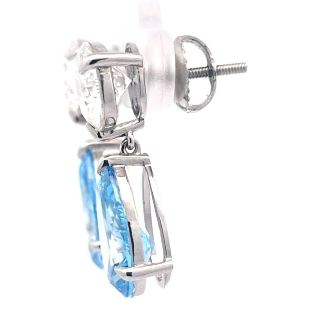 Earrings Platinum - 10.20ct. tw. Blue Diamond (Fancy coloured lab-grown diamond) - Diamond