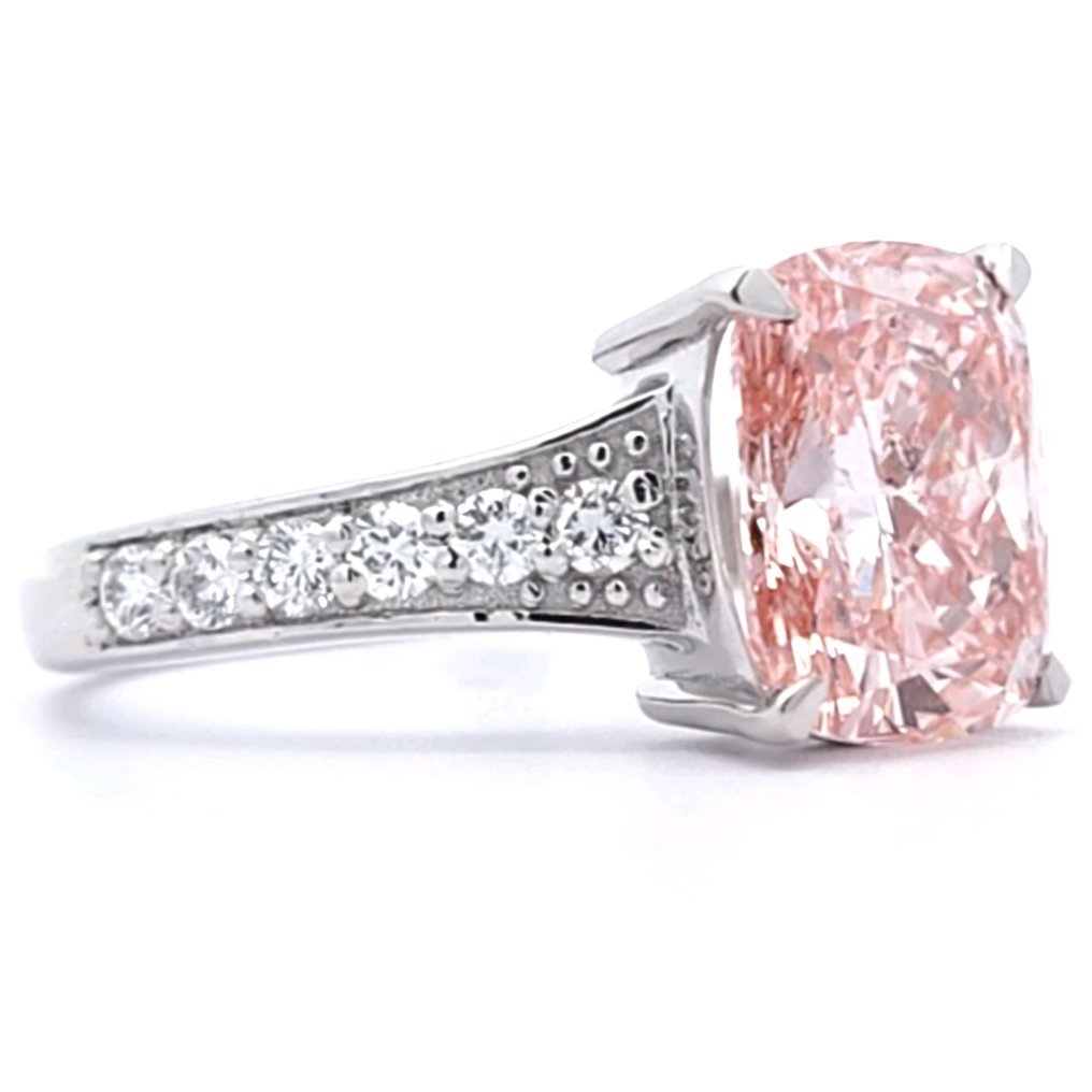 Ring - 14 kt. White gold - 3.00ct. tw. Pink Diamond (Fancy coloured lab-grown diamond) - Diamond - Engagement Ring