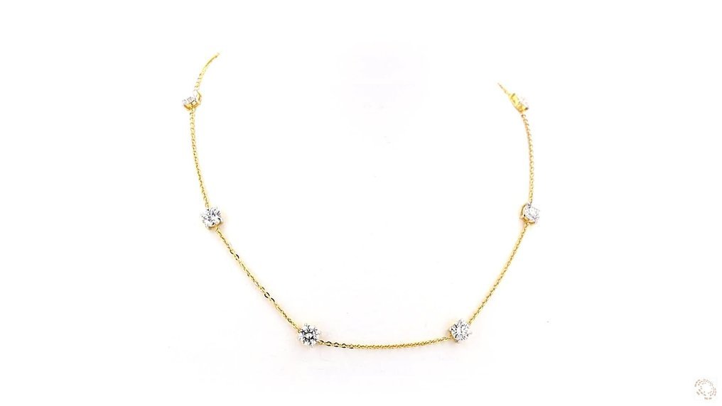 Necklace - 14 kt. Yellow gold - 8.26ct. tw. Diamond (Lab-grown) - Station Necklace