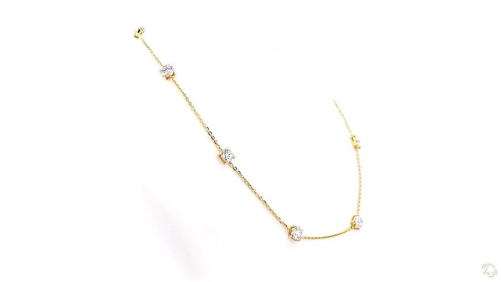 Necklace - 14 kt. Yellow gold - 8.26ct. tw. Diamond (Lab-grown) - Station Necklace