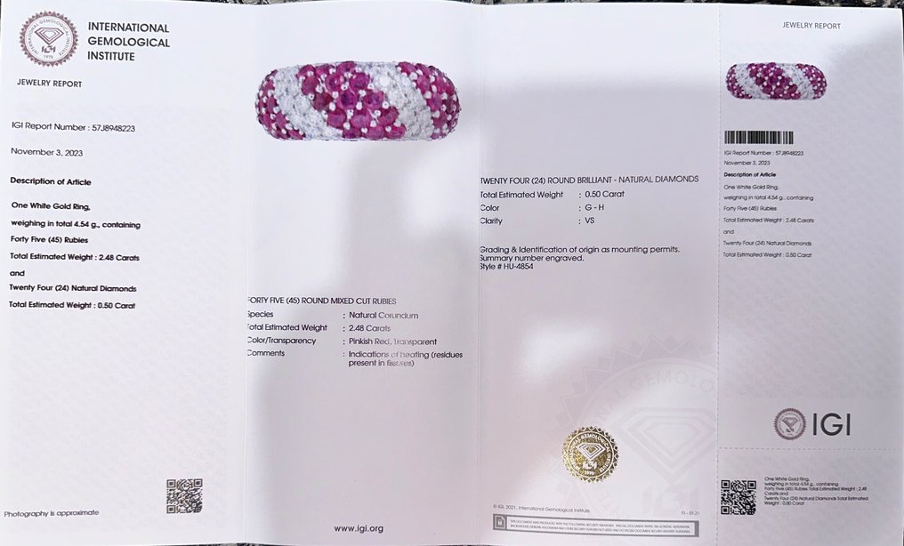 Ring - 14 kt. White gold - 2.98ct. tw. Ruby - Diamond - Ruby Diamond eternity