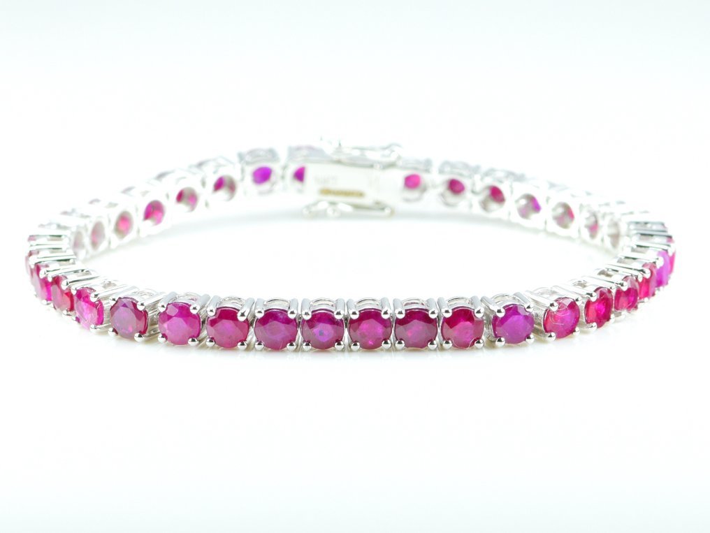 Bracelet - 14 kt. White gold - 11.46ct. tw. Ruby