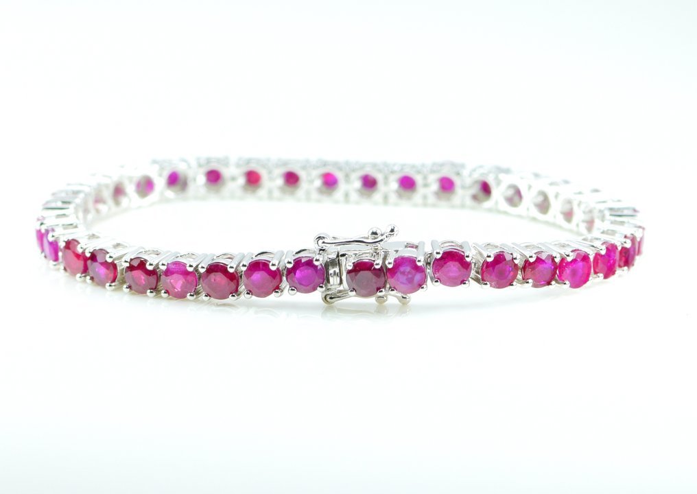 Bracelet - 14 kt. White gold - 11.46ct. tw. Ruby
